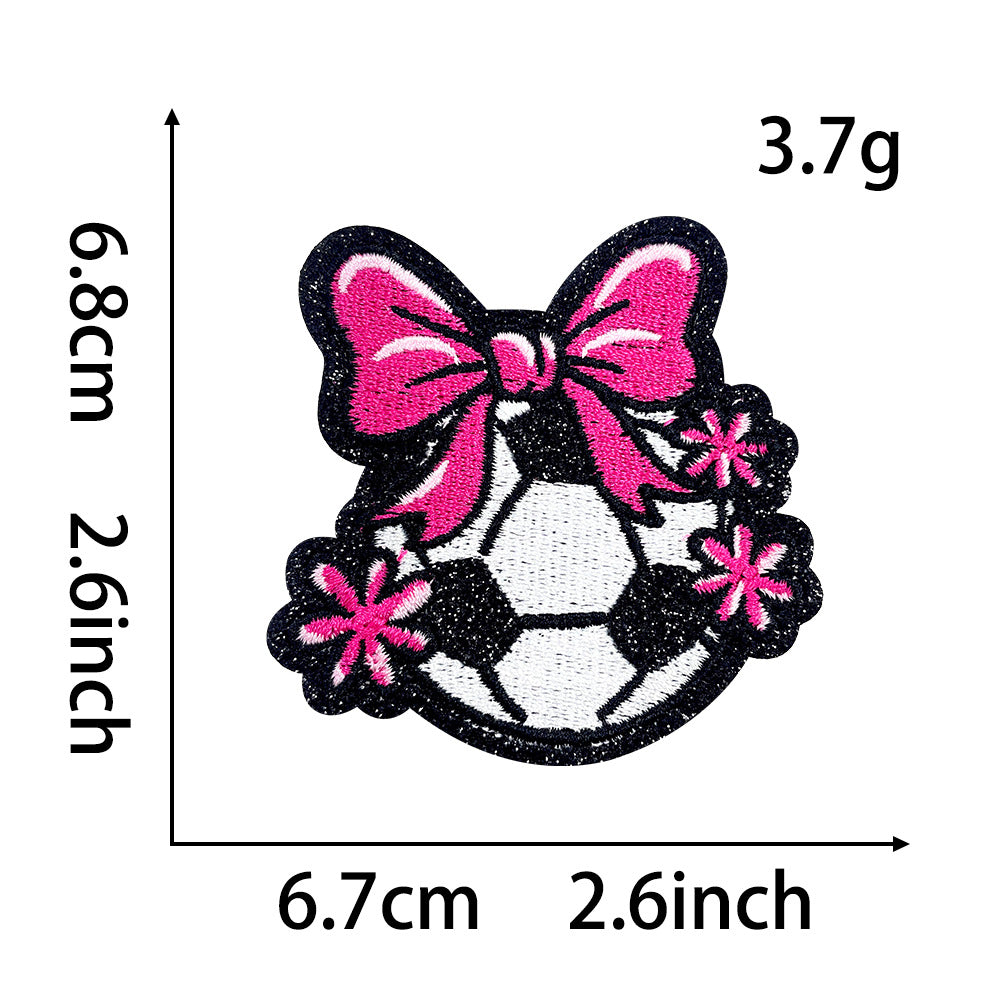 Wholesale Trendy Blue Ball Sequin Embroidered Patch With Bow Iron On Adhesive For Coats DIY Fashion Accessory Gift