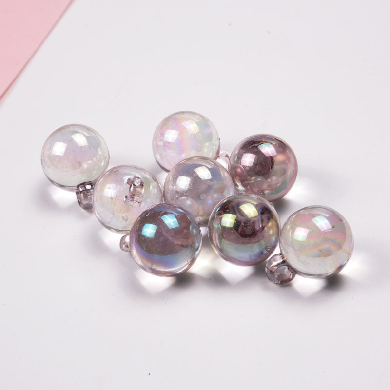 Wholesale 100PCS/PACK 16mm color transparent bright plated ab hanging hole acrylic Beads
