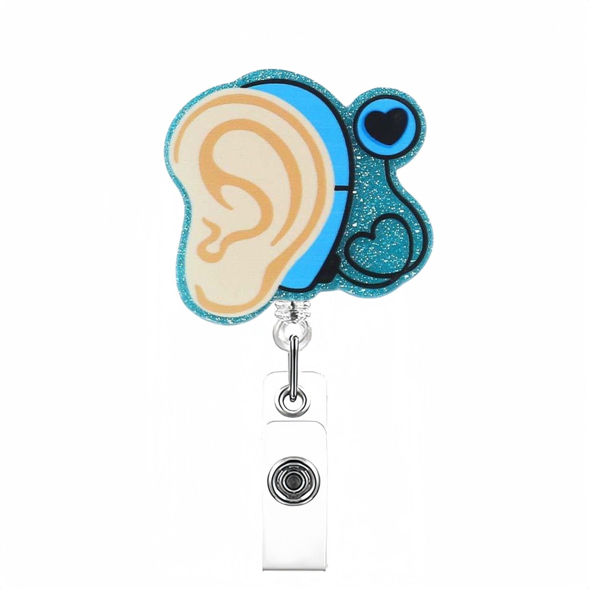 Wholesale Acrylic Creative Ear Nurse Doctor Retractable Badge Clip Keychain