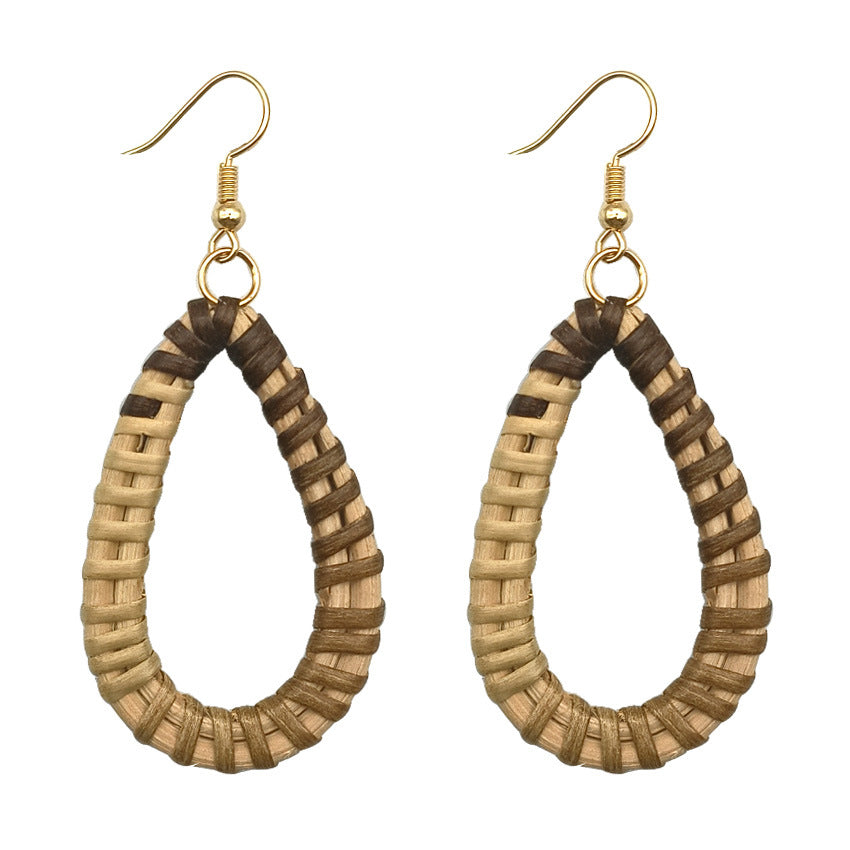 Wholesale Rattan Woven Water Drop Pendant Earrings