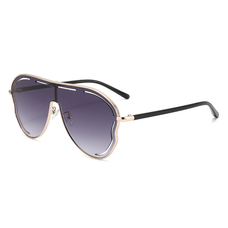 Wholesale big frame sunglasses party sunglasses one-body lenses hollow sunglasses