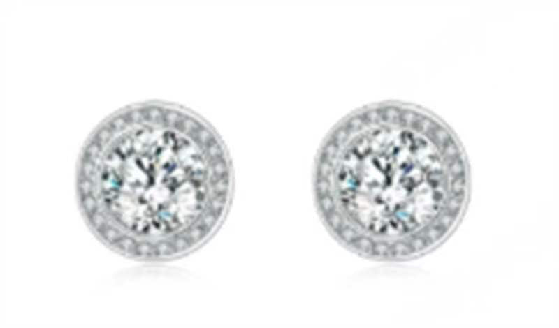 Wholesale Single round diamond set with zircon earrings