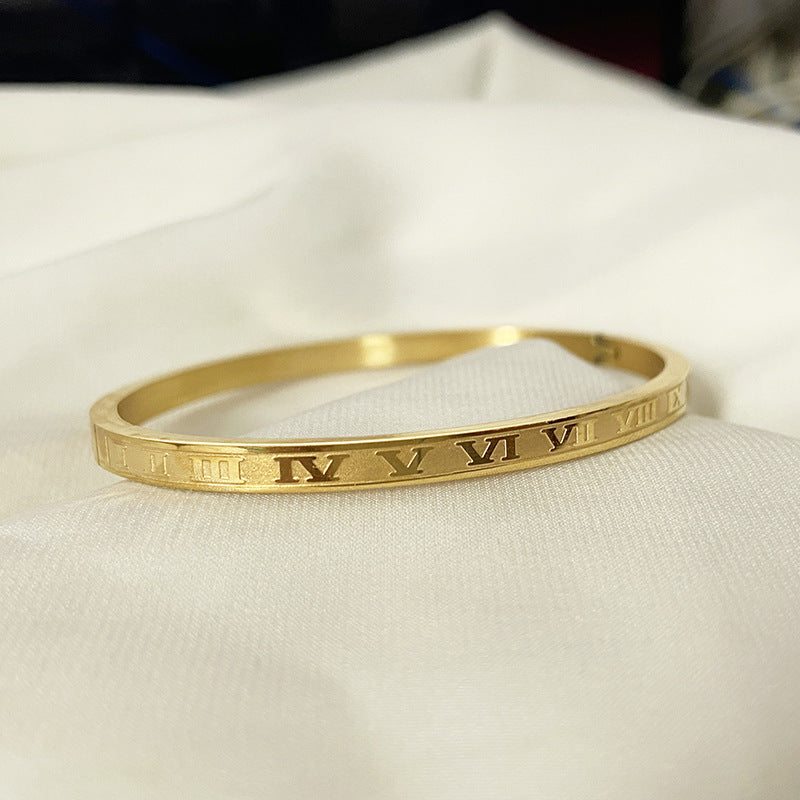 Wholesale Roman Numeral Open Titanium Steel Bracelet