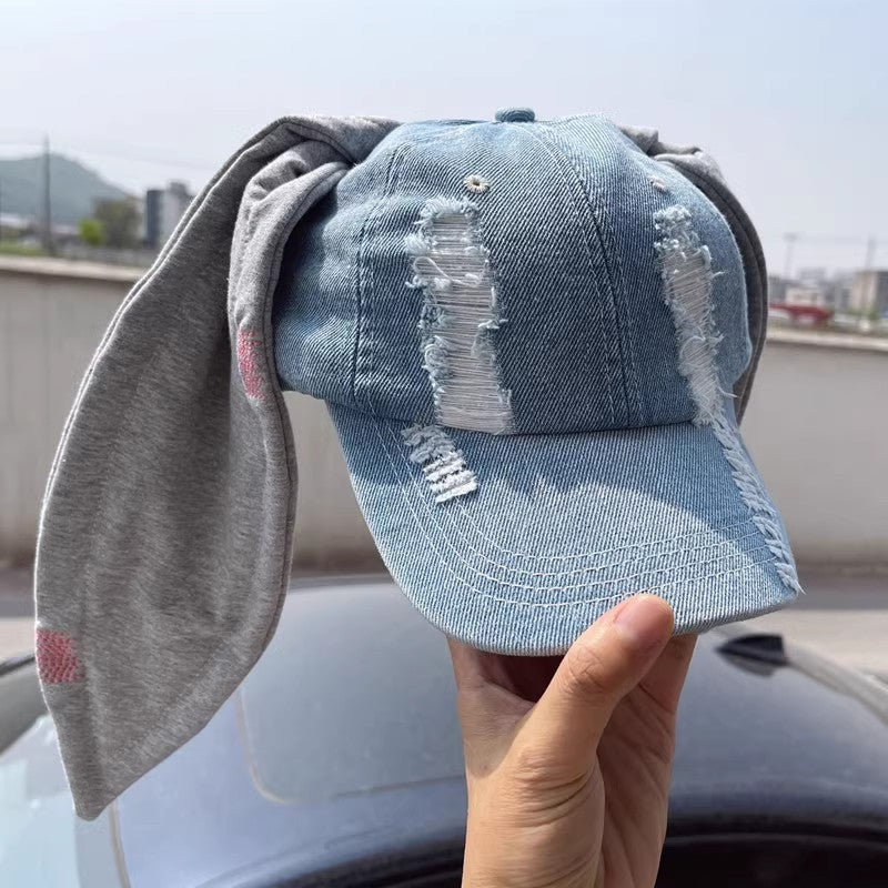 Wholesale Rabbit ear cap denim Hong Kong style baseball cap