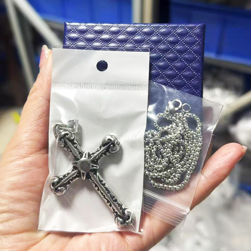 Wholesale Titanium Steel Gold and Silver Cross Necklace