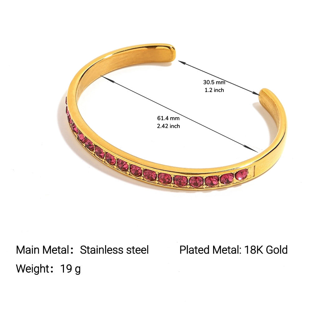 Wholesale Stainless steel finely polished vacuum-plated 18k gold diamond-studded bracelet