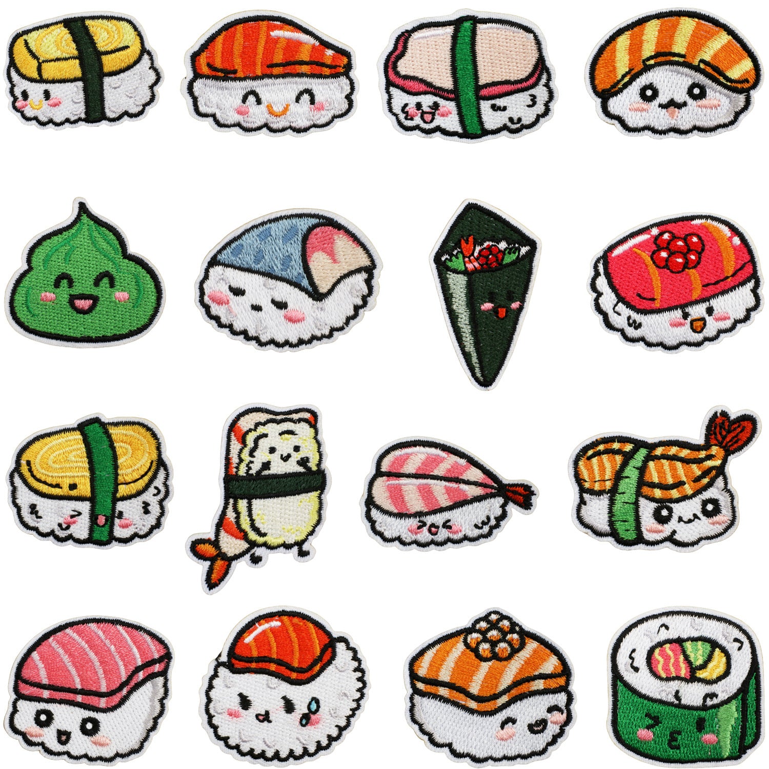 Wholesale Cartoon Salmon Sushi Embroidered Patch For Clothing DIY Decorative Accent