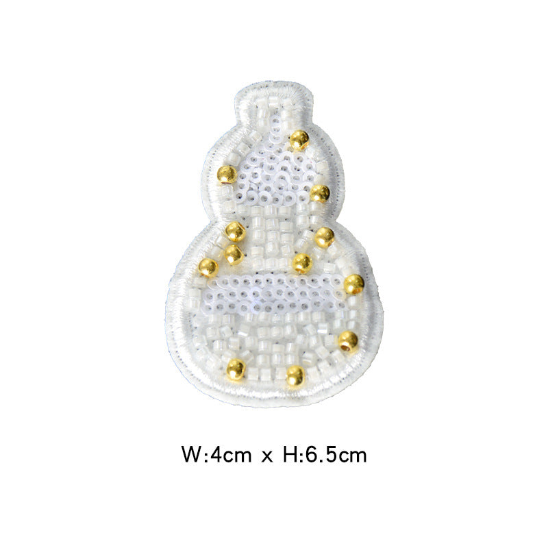Wholesale Decorative Gourd Shaped Crystal Bead Embroidery Patch DIY Craft Supply For Clothing Bags Towels