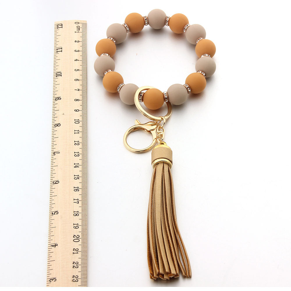 Wholesale Mixed Color PU Tassel Women's Bracelet Keychain