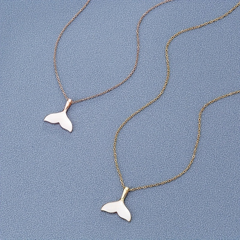 Wholesale 18k gold plated fashion fishtail dripping stainless steel necklace