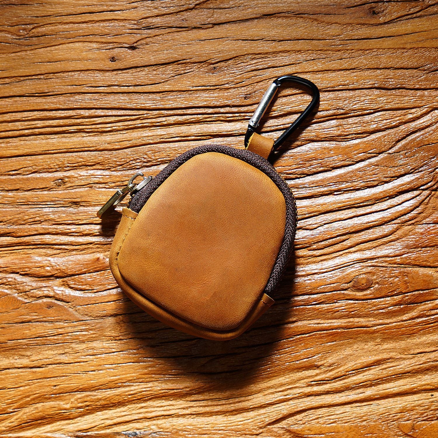 Wholesale Cowhide Zipper Shell Bag Leather Keychain