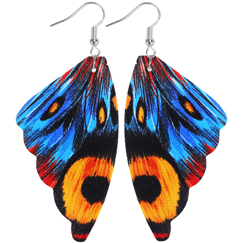 Wholesale 2pairs/pack 3D Simulated Butterfly Wings Symmetrical Leather Earrings