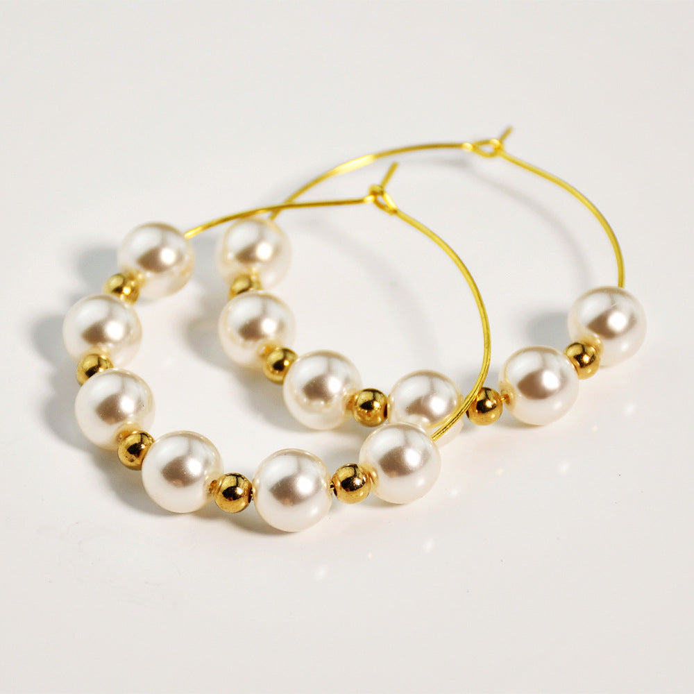 Wholesale Gold Pearl Large Earrings