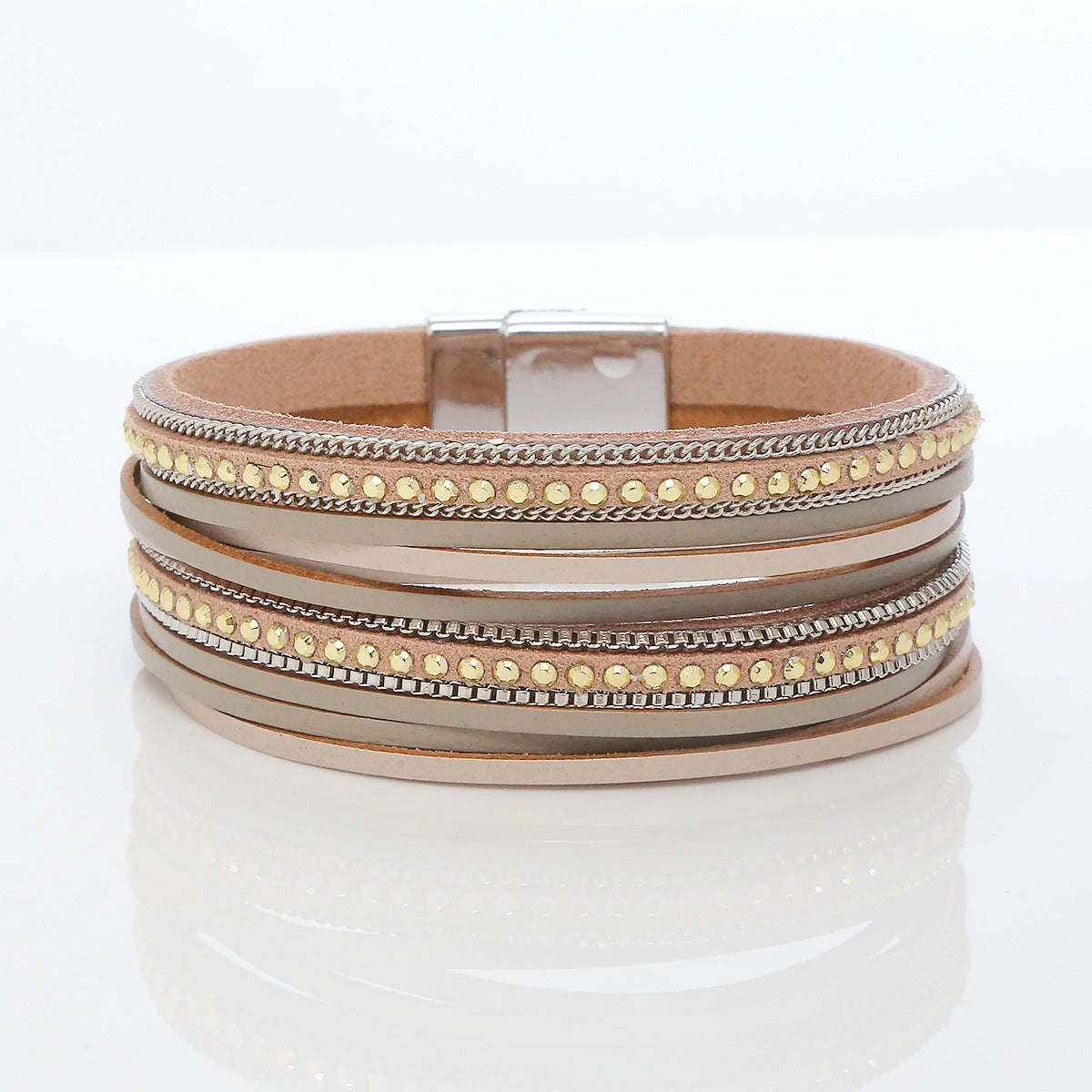 Wholesale Vintage Bohemian Crystal Feather Braided Leather Bracelet