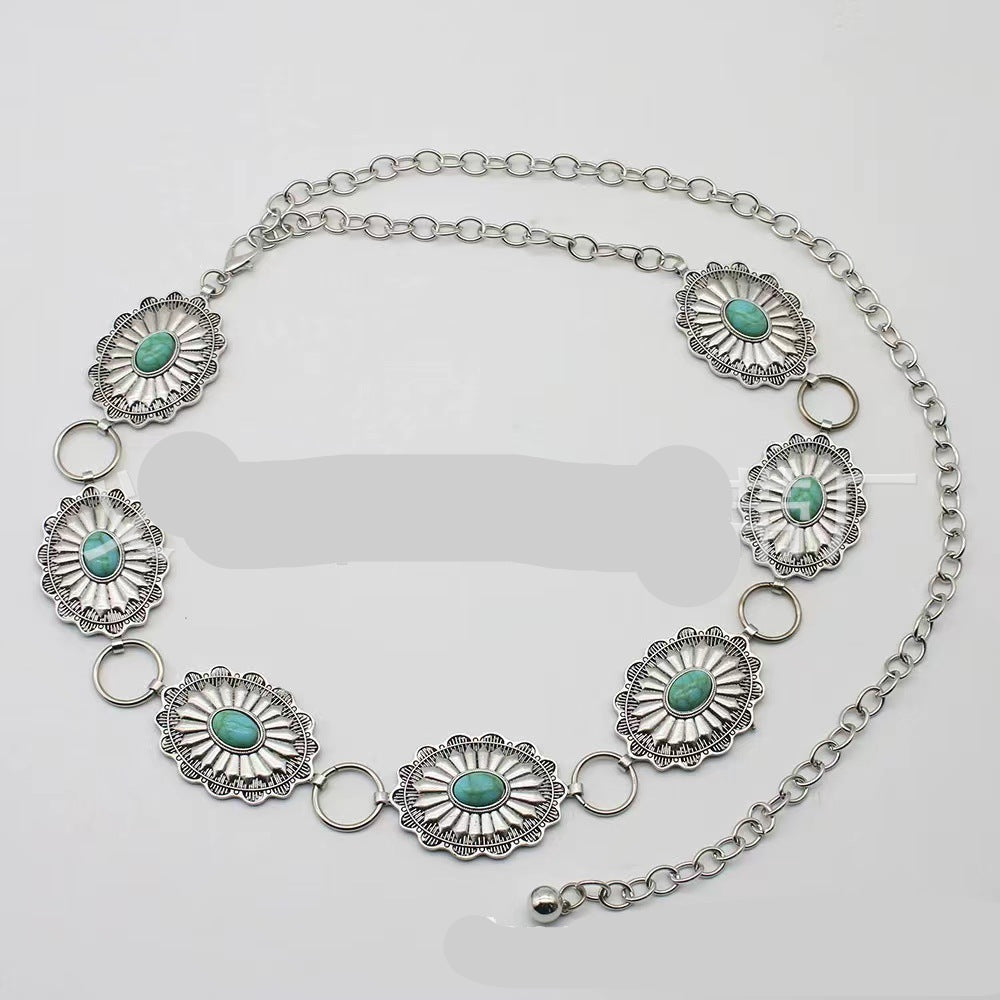 Wholesale Bohemian waist chain decorative turquoise ethnic style retro Body Jewelry