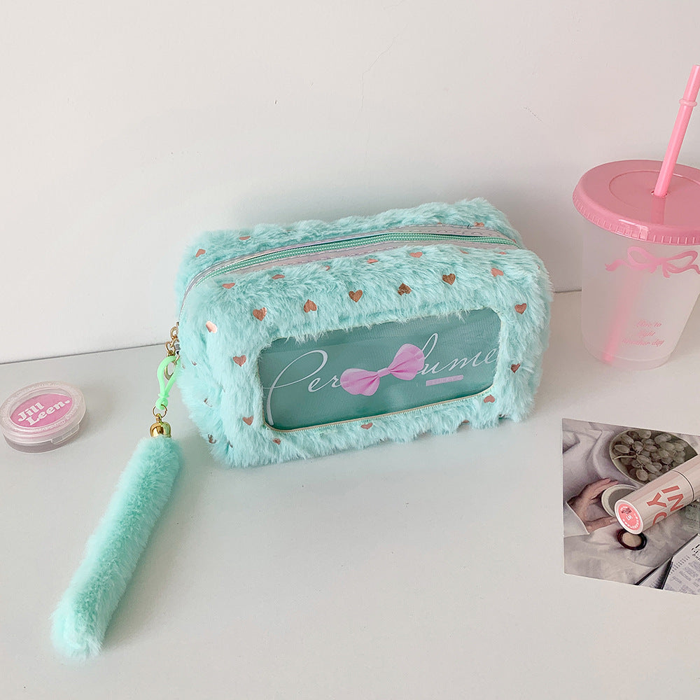 Wholesale  Bow  Plush Large Capacity Stationery Storage Bag