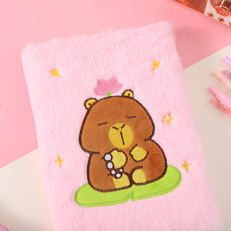 Wholesale Plush Hardcover Pocket Book Cute Cartoon Bear Plush Book Portable Notepad