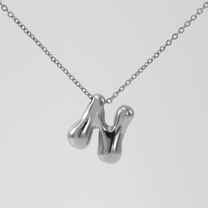 Wholesale Glossy bubble letter necklace for women 26 English letter pendants
