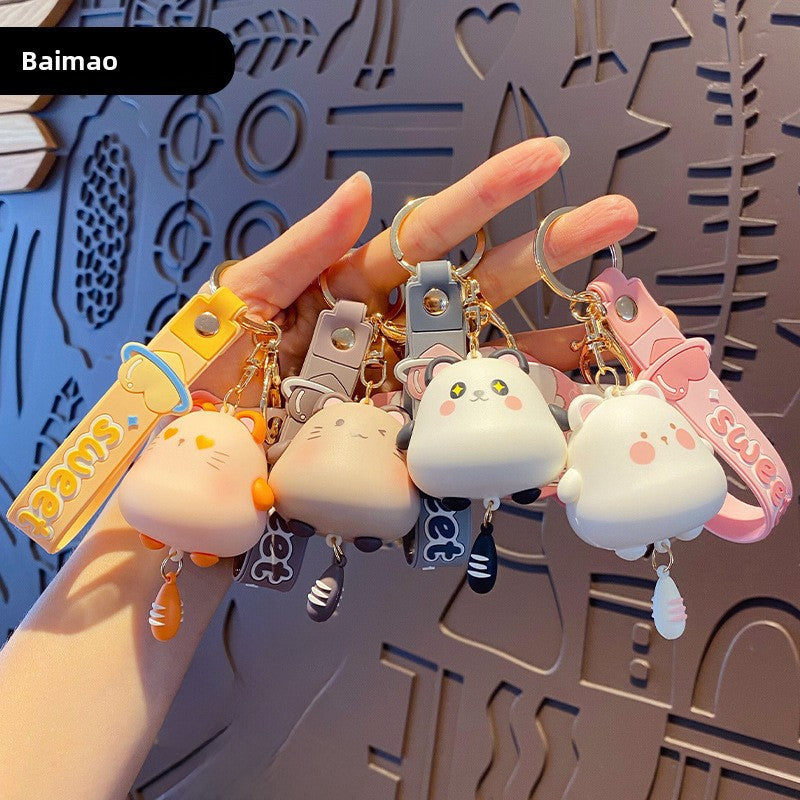Wholesale Cute Cat Trendy Car Panda Keychains Couple Schoolbag Pendant