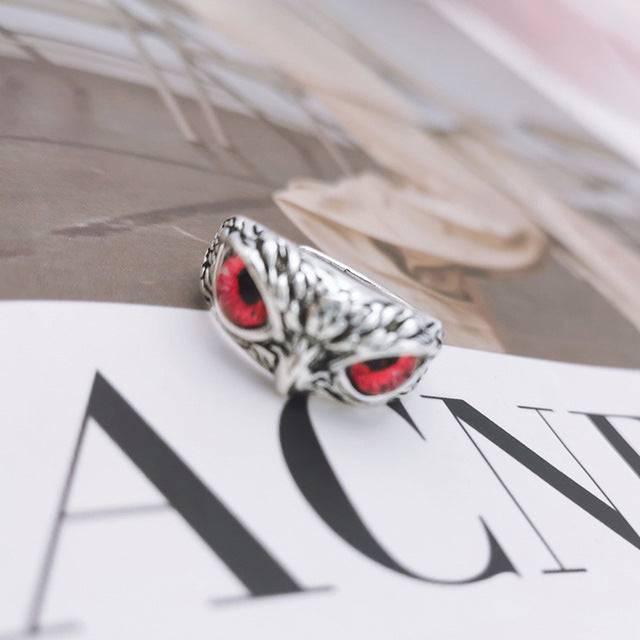 Wholesale Evil Eye Owl Retro Exaggerated Open Adjustable Ring