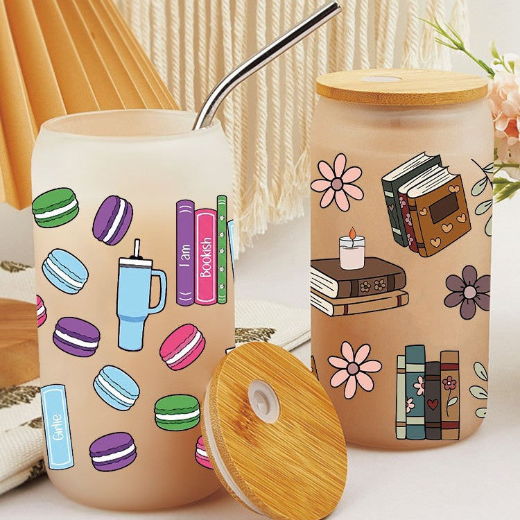 Wholesale Uv Transfer Sticker Glass Cup Crystal Label 16oz Cup UV DTF Wraps