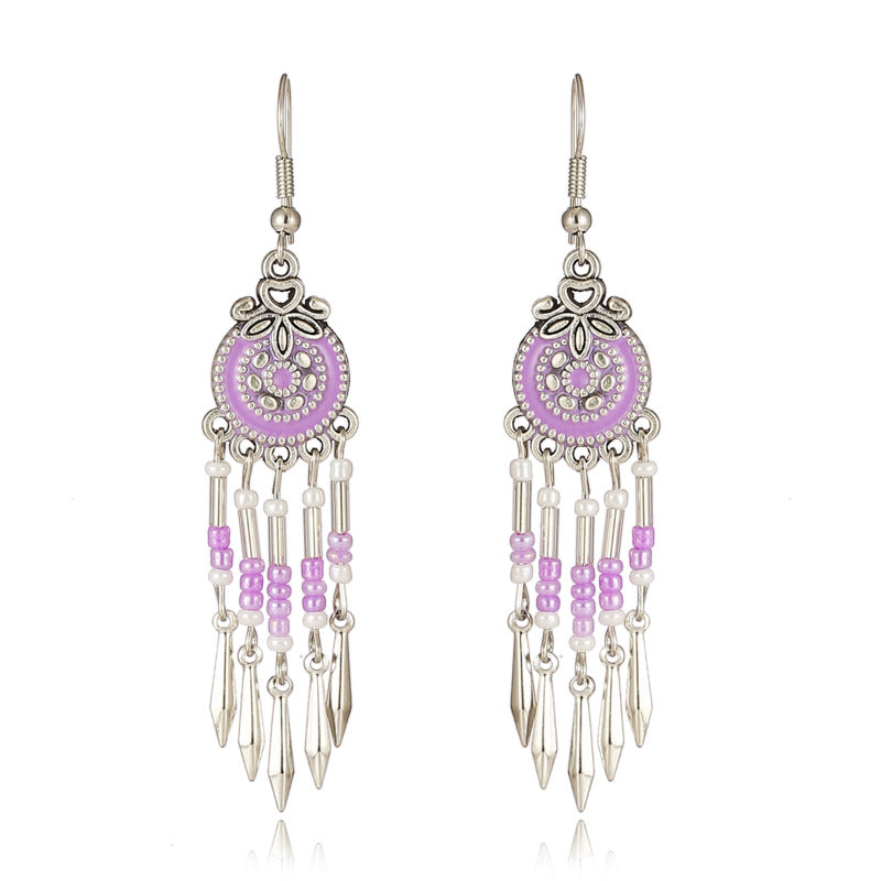 Wholesale Small Short Bohemian Vintage Round Bead Earrings