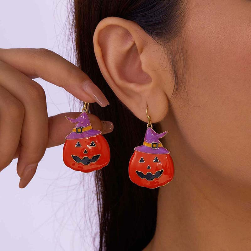 Wholesale Dark Style Halloween Skull Spider Skeleton Pumpkin Earrings