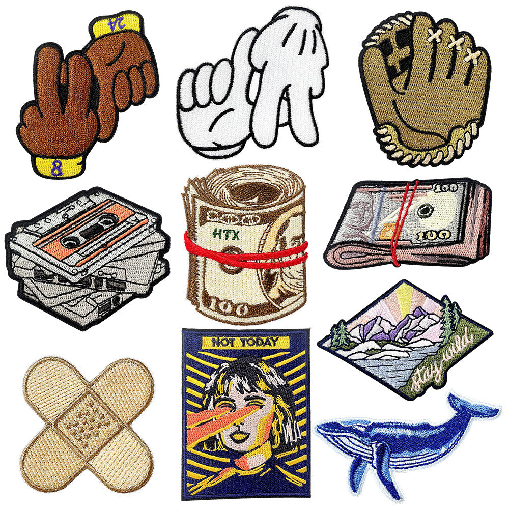 Wholesale Polyester Embroidered Iron On Patches 10 Styles Chic Decorative Coat Badges DIY Clothing Accessory Gift Boutique Resale