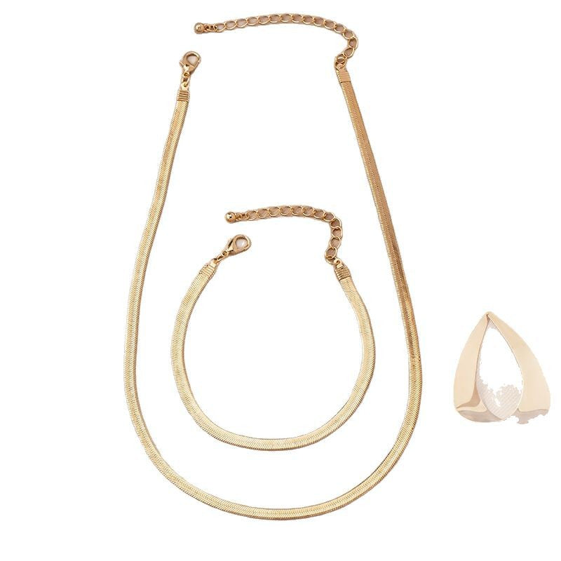 Wholesale Gold Plated Alloy Snake Bone Jewelry Set Necklace Earrings Bracelet Minimalist Trendy Fashion Accessory