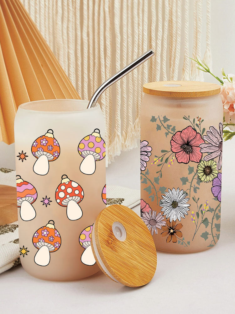 Wholesale Colorful succulent flowers  16oz Cup UV DTF Wraps