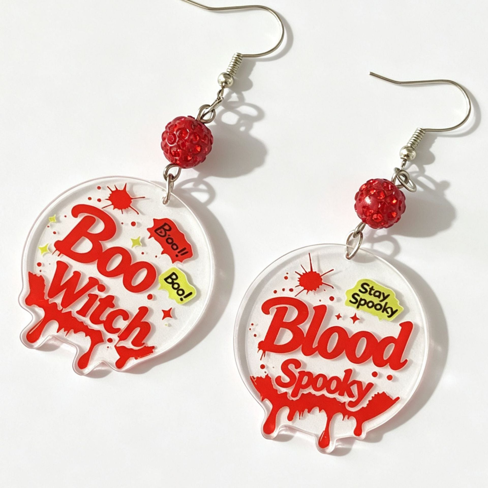 Wholesale  Red Letter Print Acrylic Earrings Quirky Fashion Jewelry Accessory