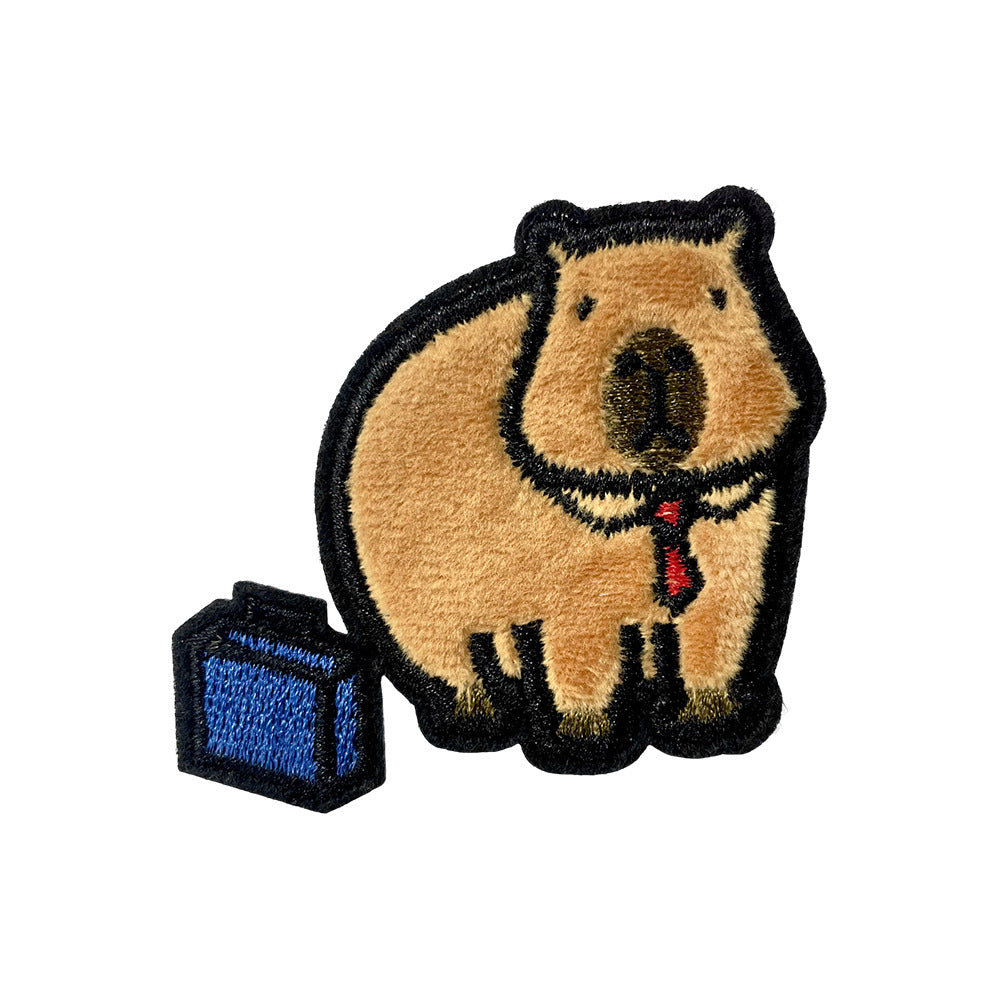 Wholesale Towel Embroidery DIY Patch Capybara Cartoon Embroidered Badge For Coat Decoration