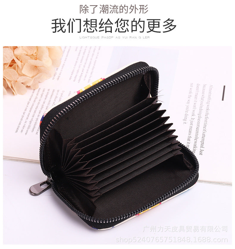 Wholesale PU Pebbled Zipper Accordion Card Coin Purse