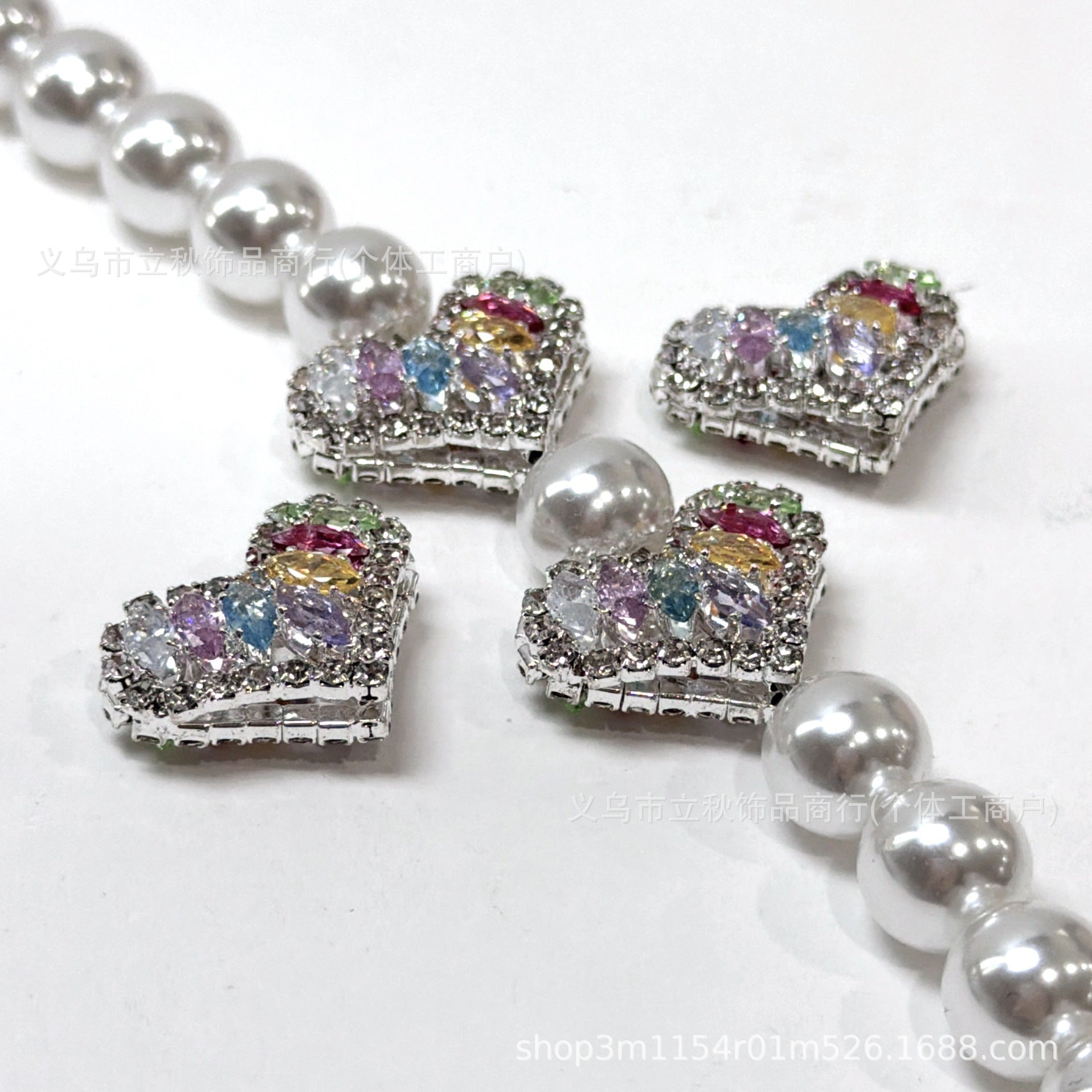 Wholesale  10pcs Colored gemstone heart-shaped straight hole zircon beads