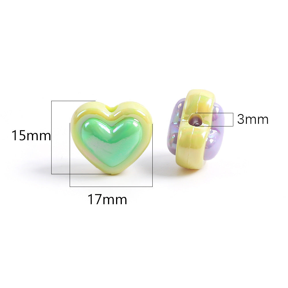 Wholesale 10pcs Macaron Color Acrylic Heart Five-Pointed Star Beads