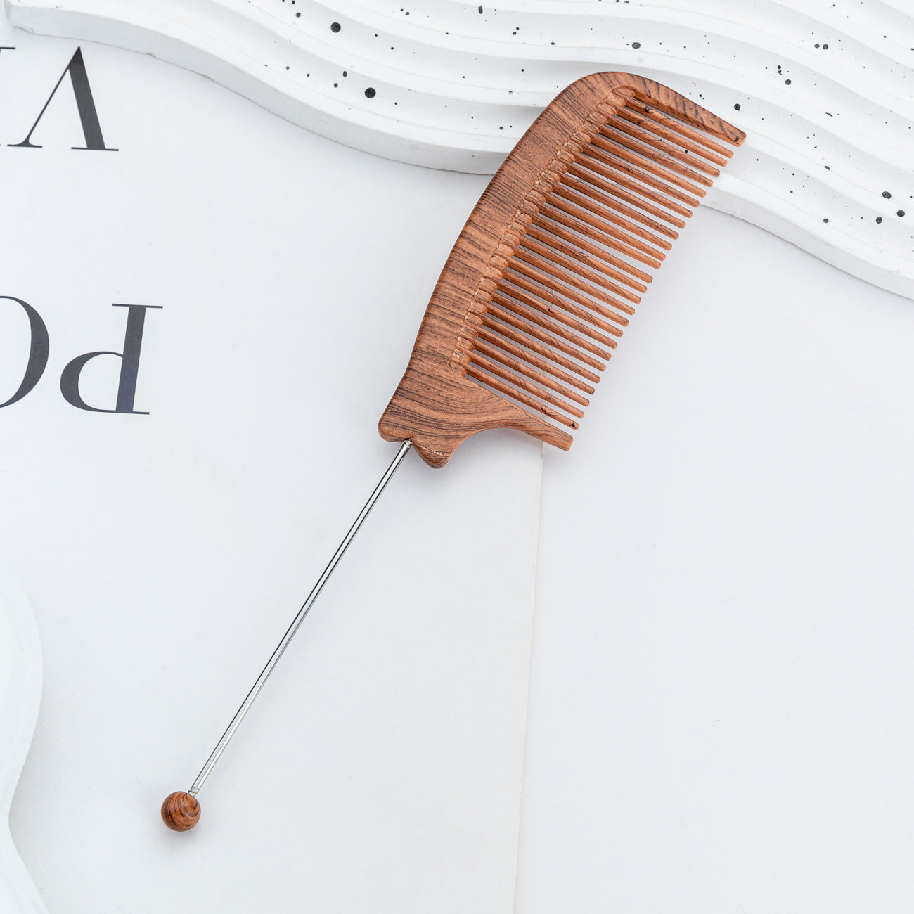 Wholesale  DIY Beaded Wood Grain Comb Hairdressing Highlight Comb Beauty Styling Comb Steel Needle Comb Plastic Pointed Tail Comb