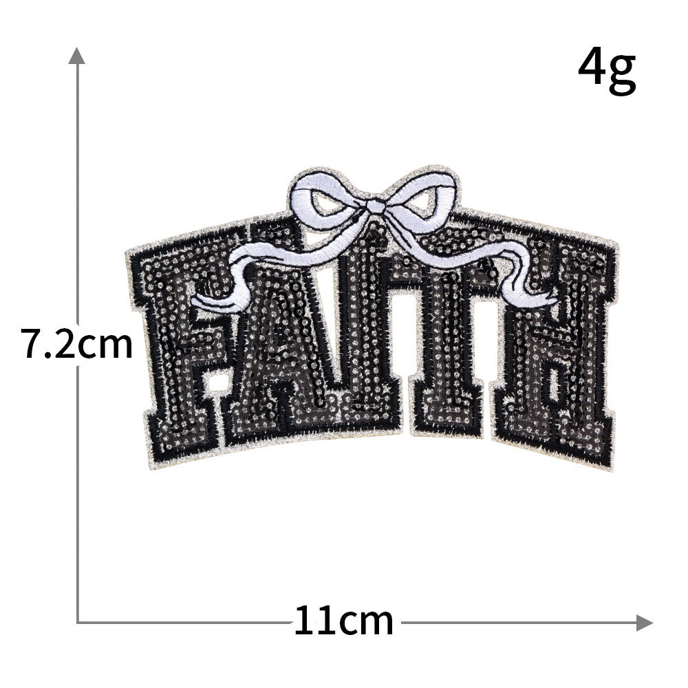 Wholesale Rayon Polyester Sequined Letter Patch Pink With Gold Silver Trim Stylish Decorative Embroidered Applique For Bags Coats Hats Resale