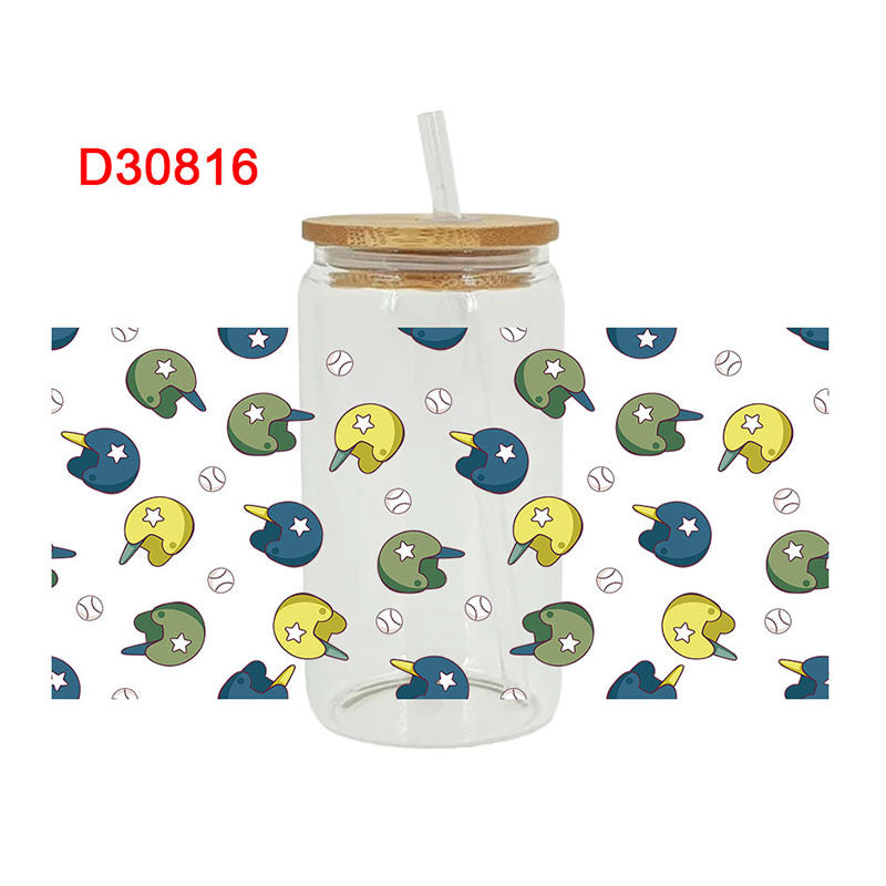 Wholesale Baseball Bow  16oz Cup UV DTF Wraps