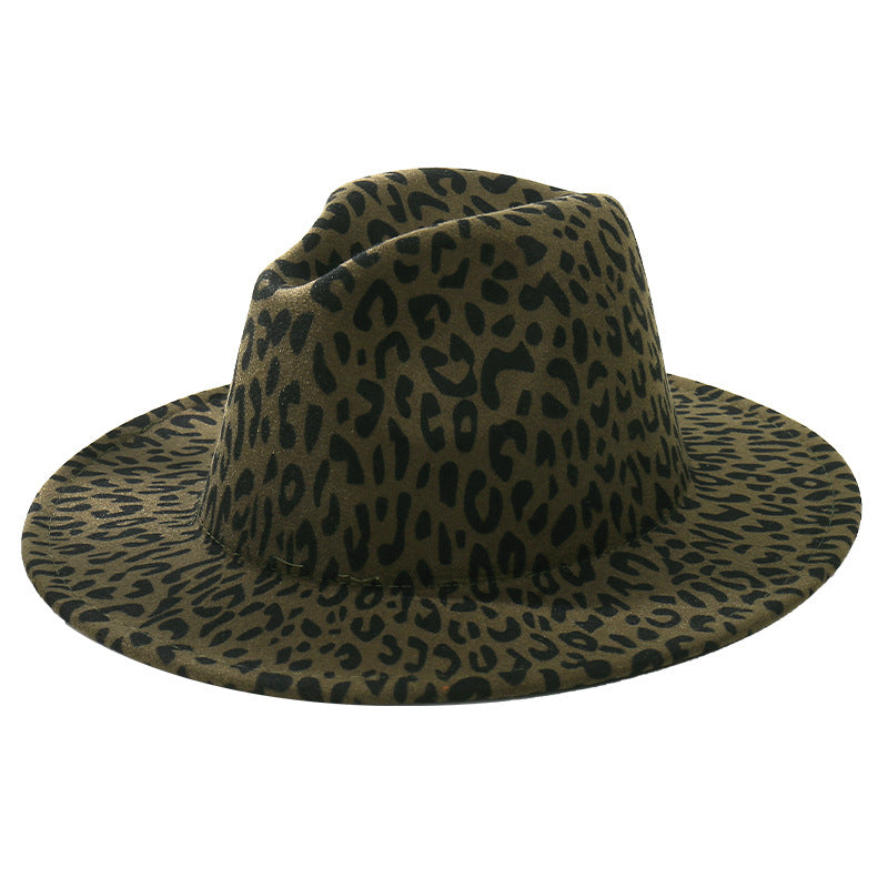Wholesale Leopard Patterned Woolen Jazz Top Hats