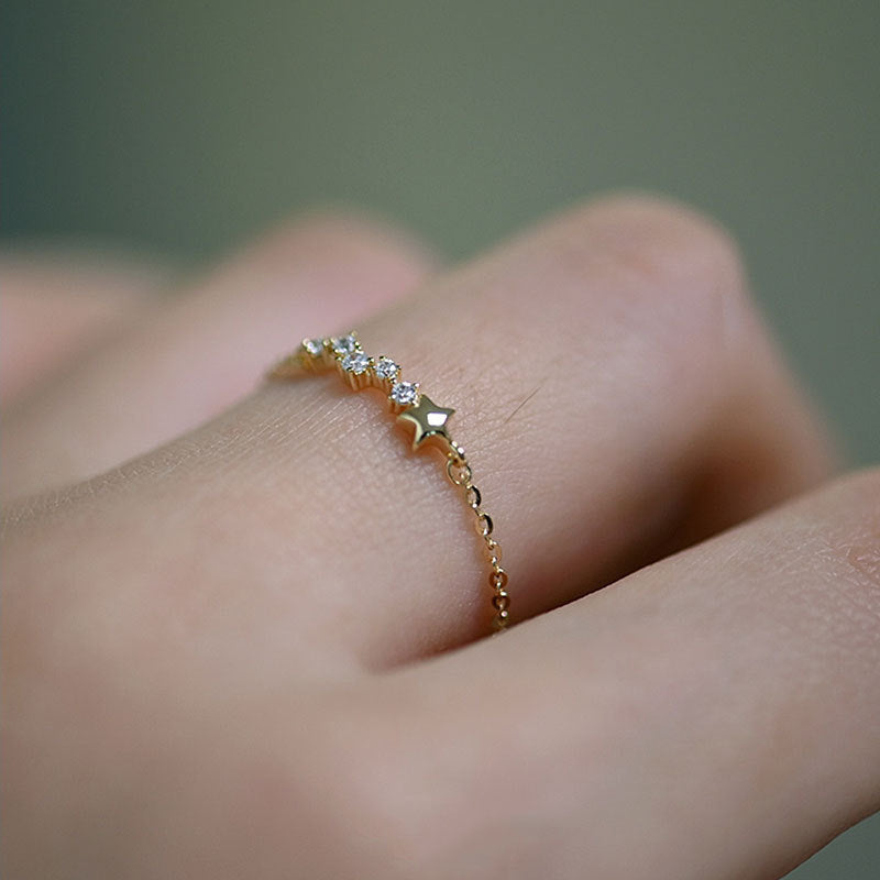 Anillo de estrellas de oro chapada en oro esterlina al por mayor