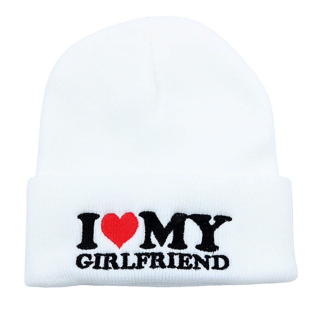 Wholesale Valentine's Day I Love My Girlfriend Knitted Hats Embroidered Woolen Hats