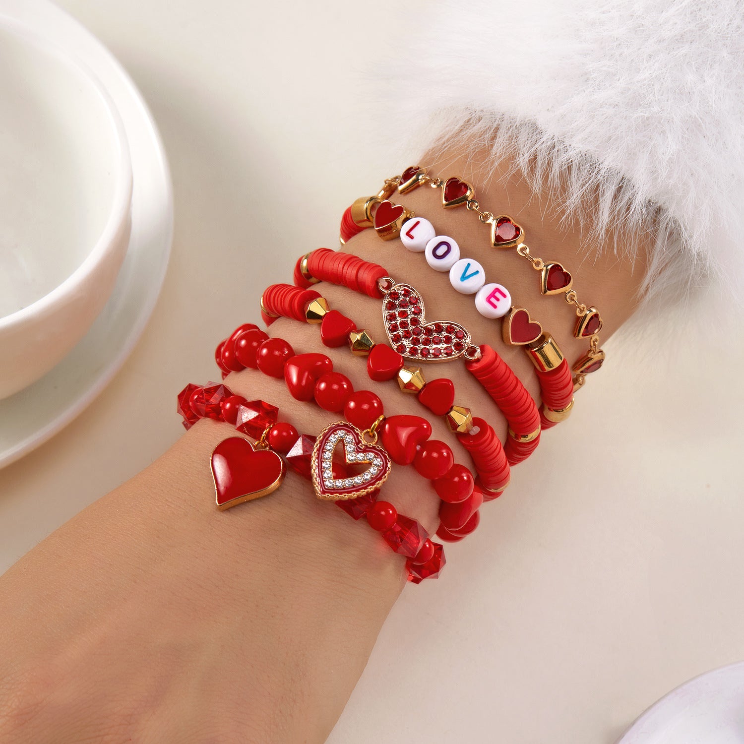 Wholesale  Valentine' s Day Heart Multi Bracelet Set
