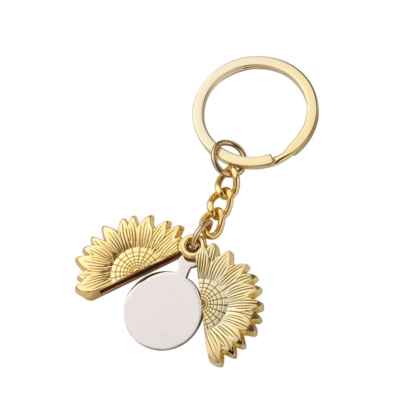 Wholesale Heat Transfer Blank Sunflower Angel Wings Metal Keychain