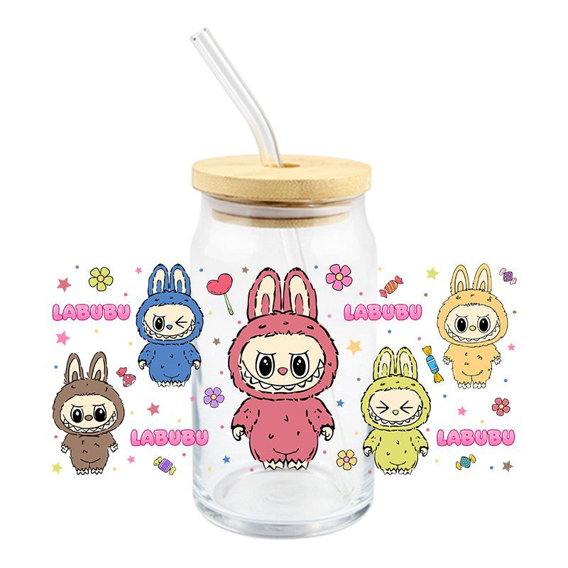 Wholesale 5pcs Colorful cute cartoon 16oz Cup UV DTF Wraps