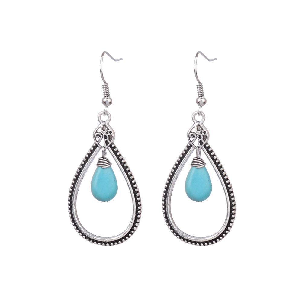 Wholesale Turquoise Bohemian Tassel Geometric Alloy Vintage Earrings