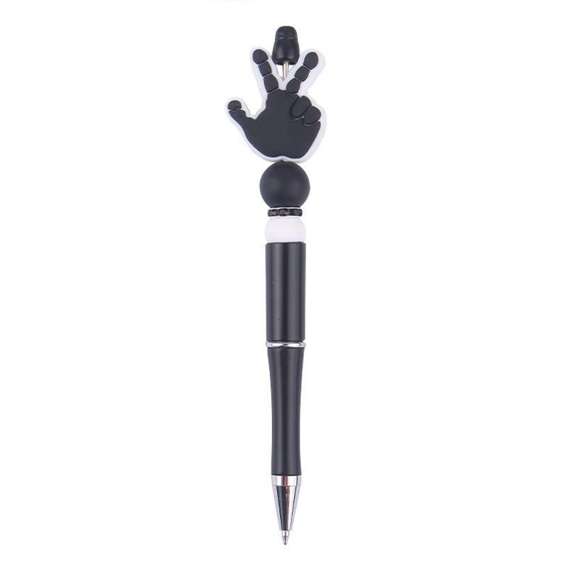 Wholesale Beaded Pens DIY Handmade Palm Silicone Beads Black Plastic Multifunctional Ballpoint Pen