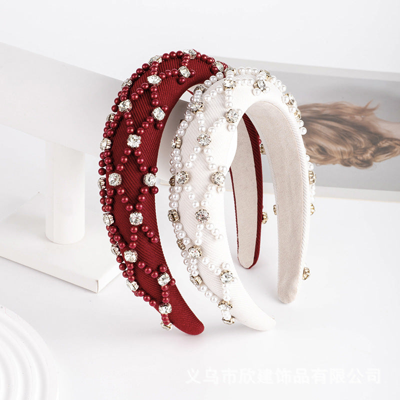 Wholesale Diamond and Pearl Baroque Sponge High Skull Headband