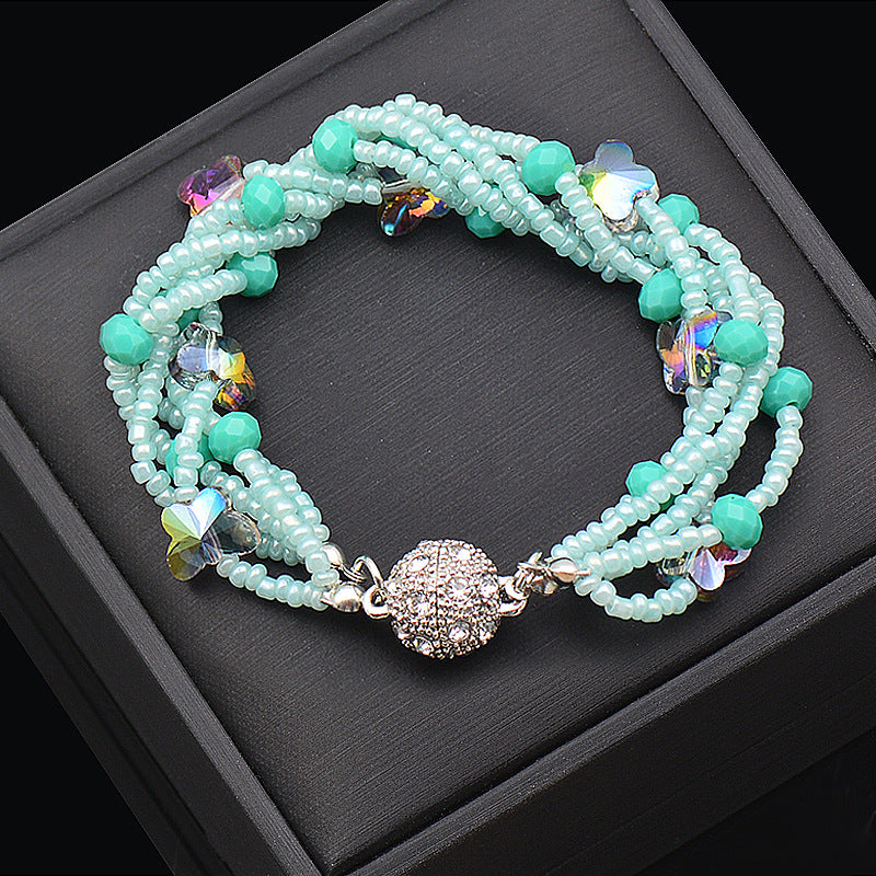 Wholesale Magnet Rhinestone Butterfly Crystal Beads Necklace Bracelet Set