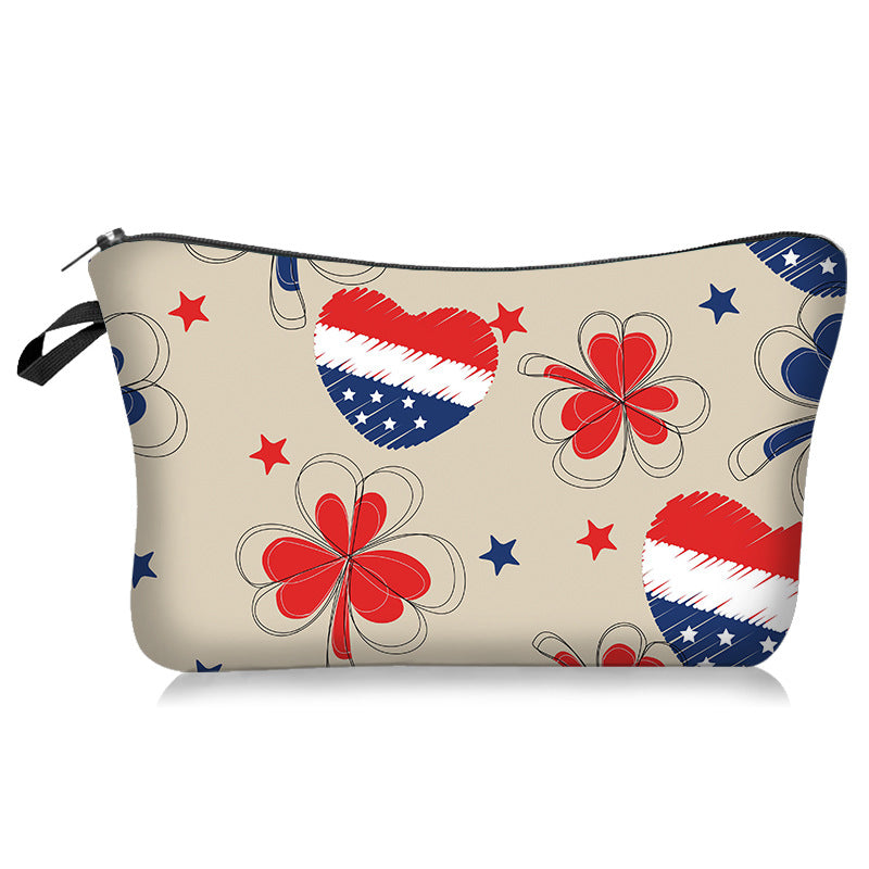 Bolsa cosmética del día de independencia de poliéster al por mayor