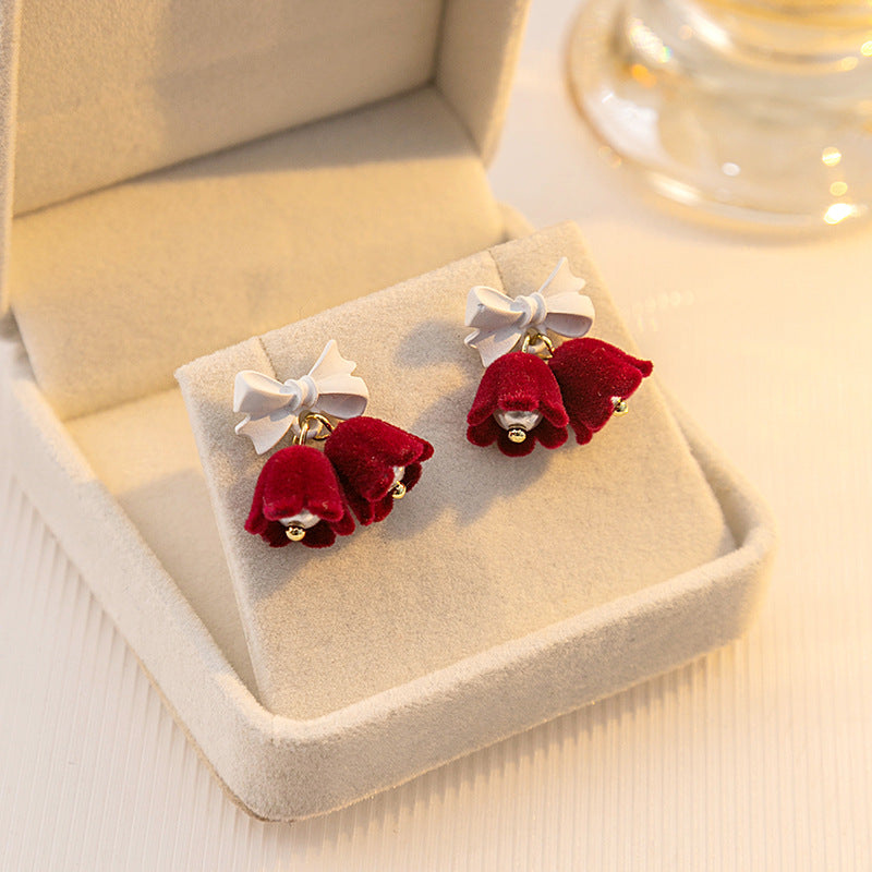 Wholesale Bow Pearl Christmas Earrings